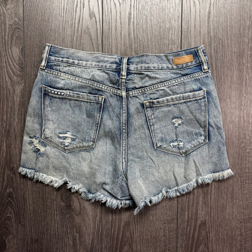 Blank NYC Distressed Denim Shorts Light Wash Frayed Hem Button Fly 28 39CB495NOK